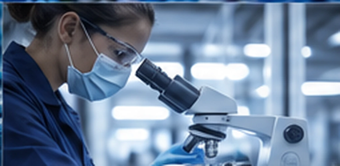 Profissional em ambiente de análise de materiais